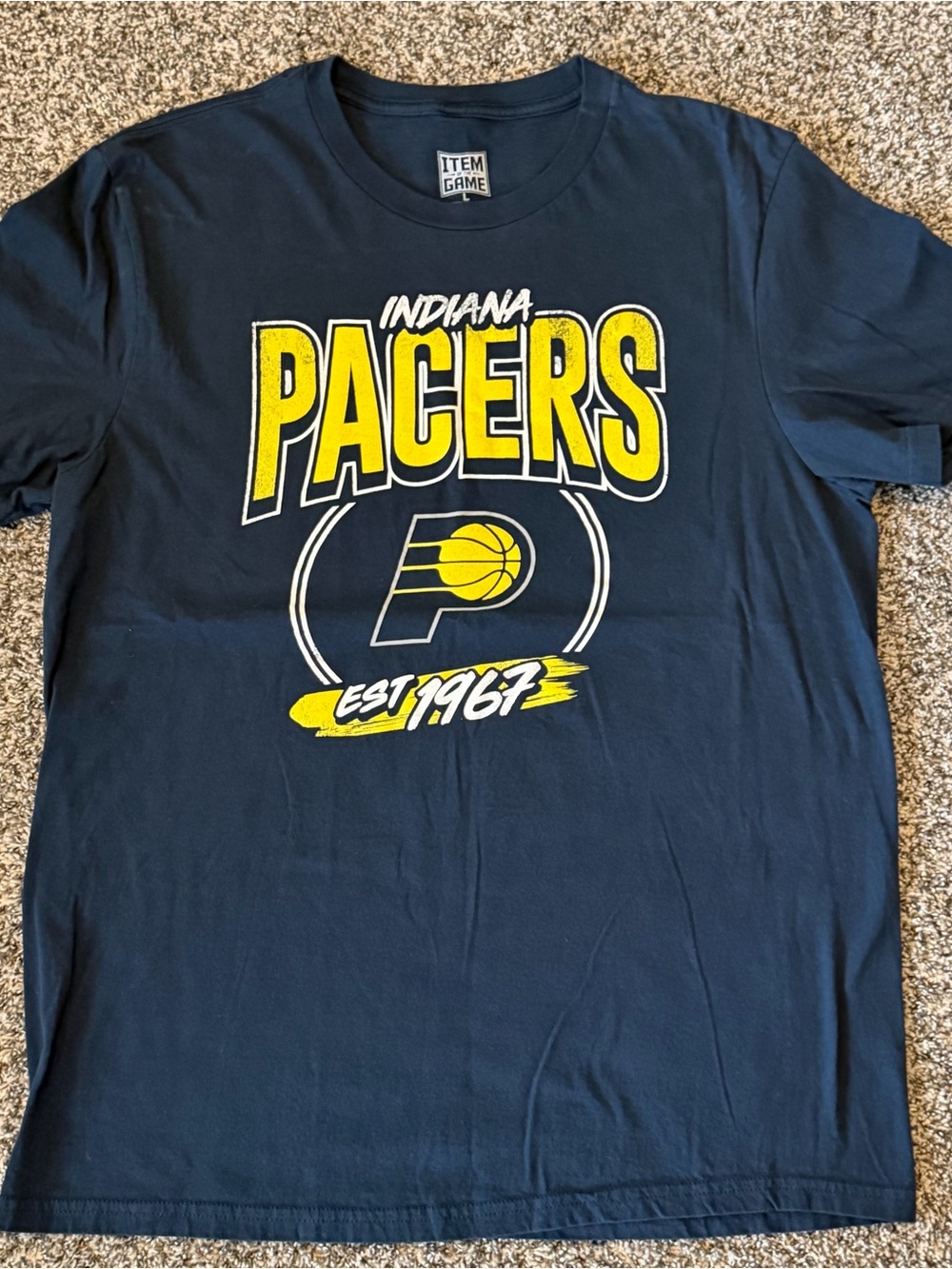 Indiana Pacers T Shirt Mens Large L Item of the Game NBA Basketball Blue Tee